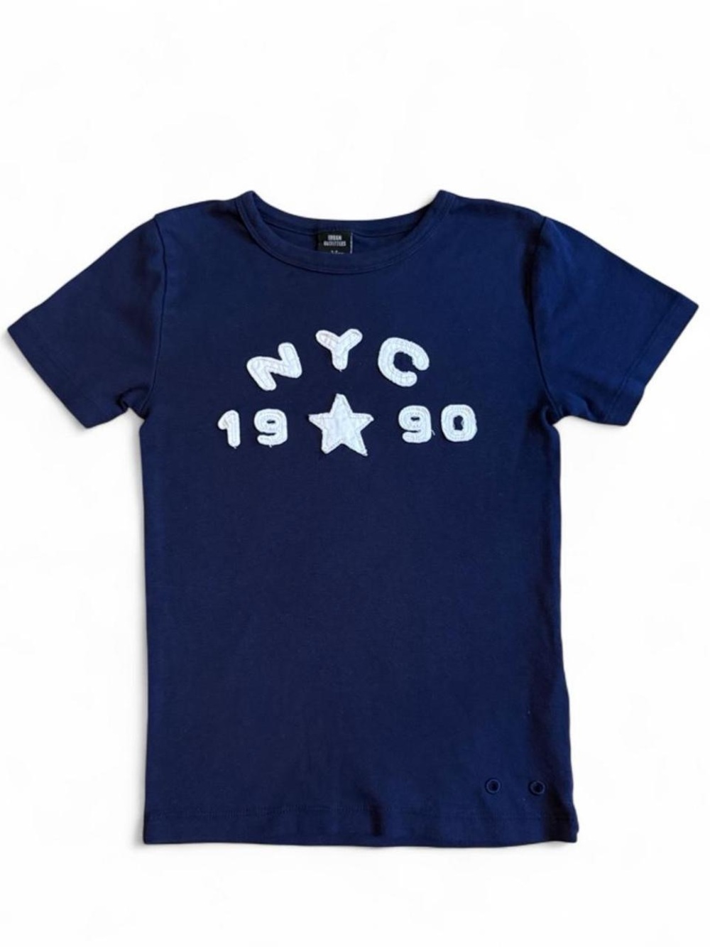 Urban Outfitters Navy Baby Tee with Light Blue NYC 1990 Graphic